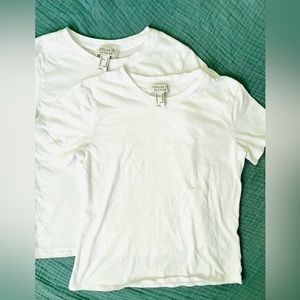 NWOT FOREVER 21 White Cotton Basic T-Shirt Bundle of 2 XS